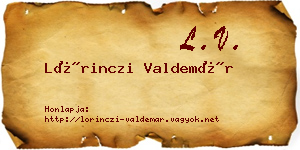Lőrinczi Valdemár névjegykártya